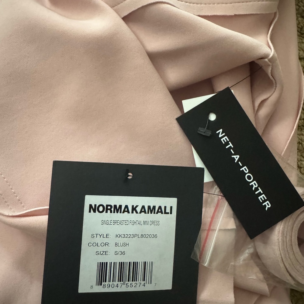 NWT Norma Kamali Blush Fishtail Mini Dress
